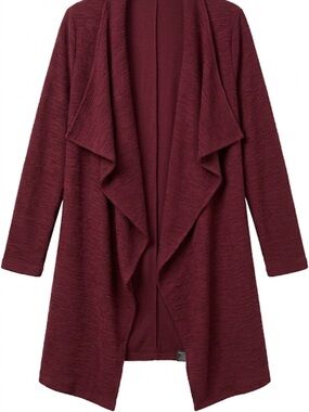 Steve Madden Draped Open-Front Cardigan in Burgundy